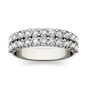 1 CTW Moissanite Double Row Band 14K White Gold